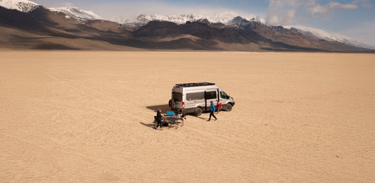 Off Grid Camper Van In The Middle Of The Desert