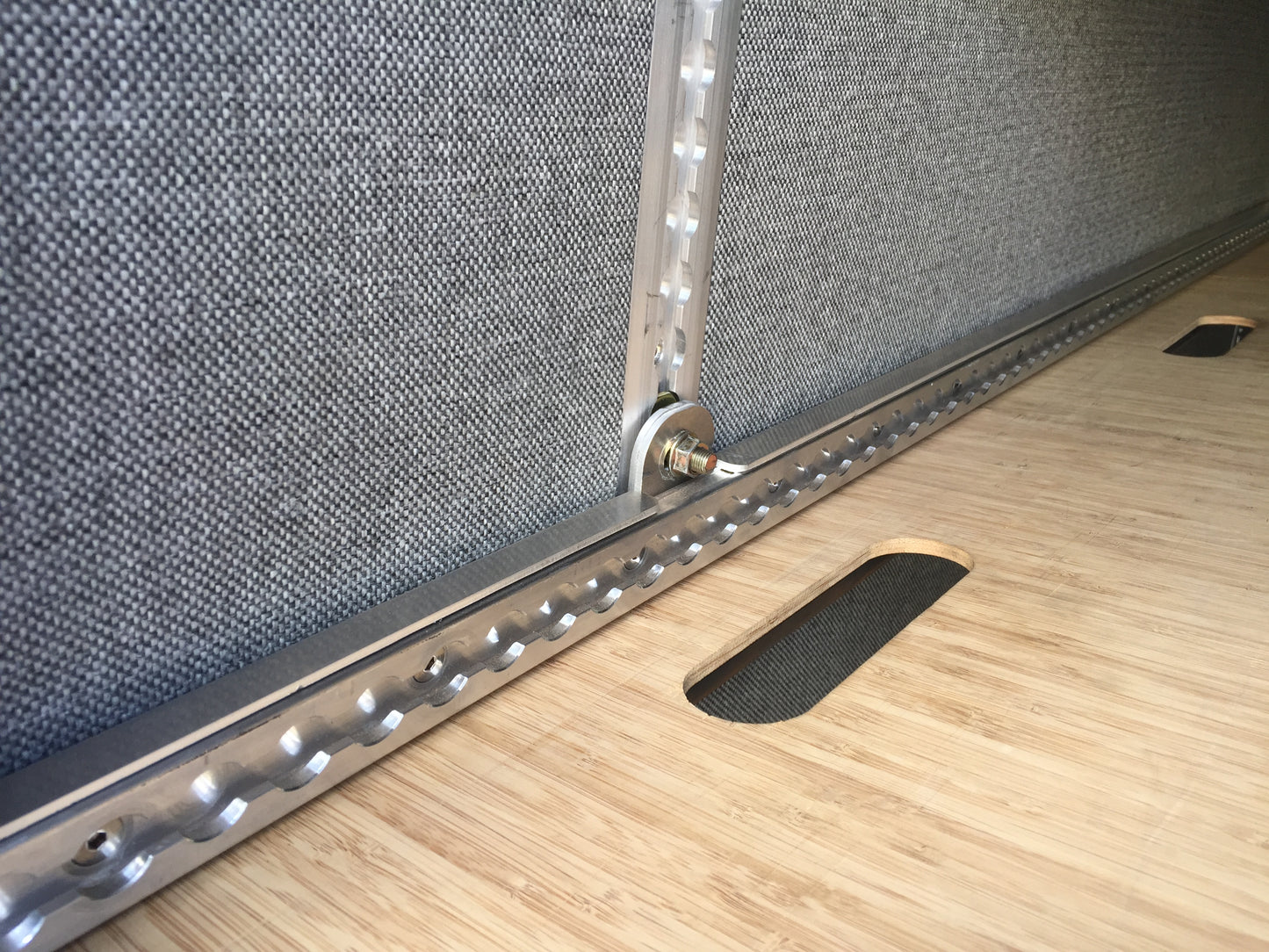 detail of sturdy materials used for camper van bed