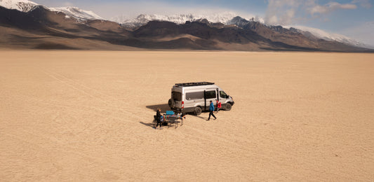 Off Grid Camper Van In The Middle Of The Desert