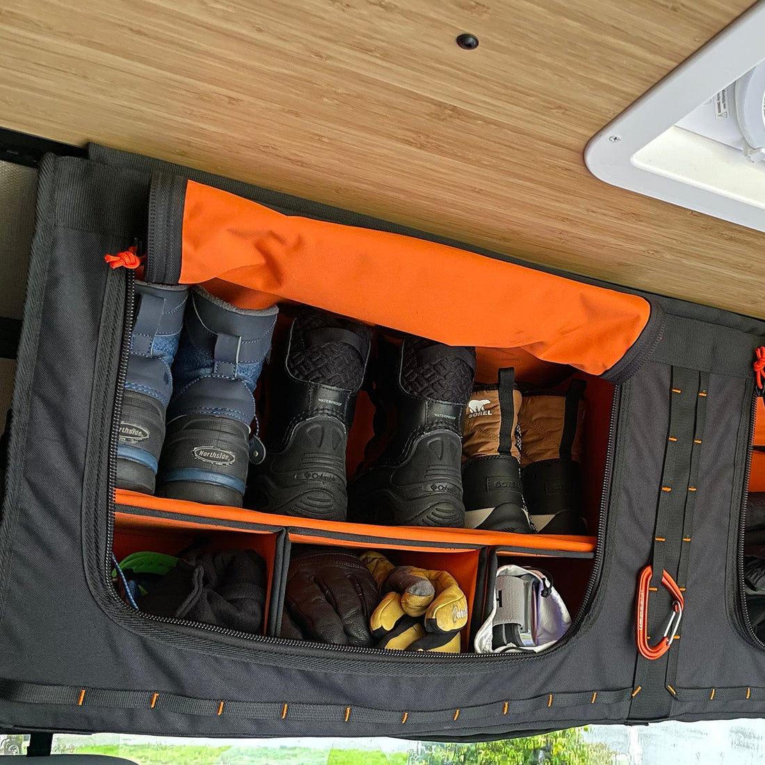 Storage Cubbies for Mule Bags - Camper Van Storage Solutions