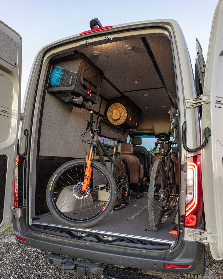 Interior of Converted Van Showcasing Available Space 